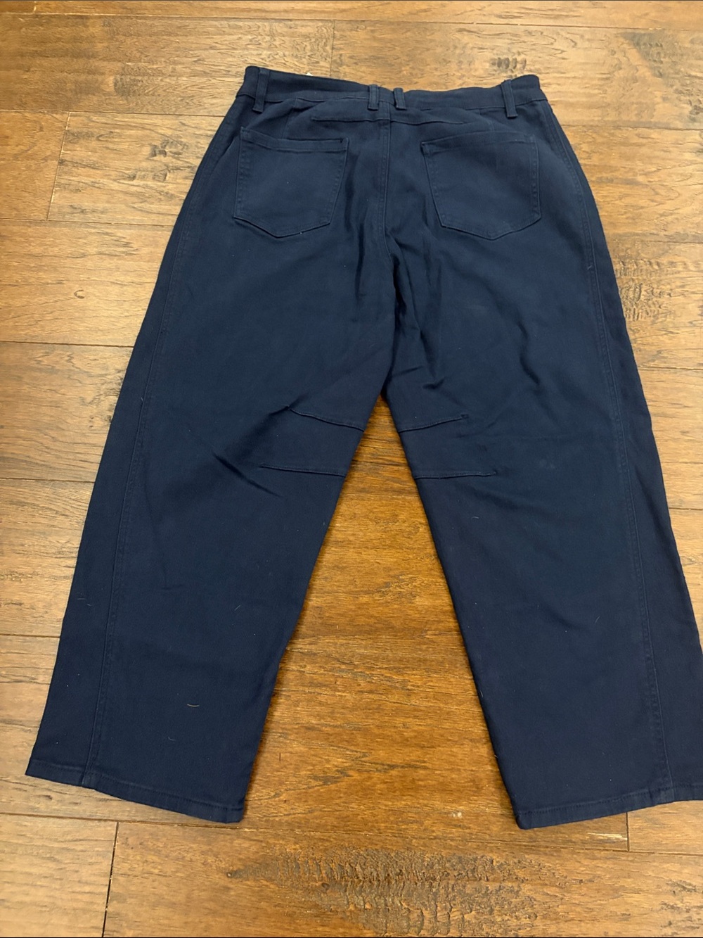 High-Rise Navy Women's Jeans — barrel style
